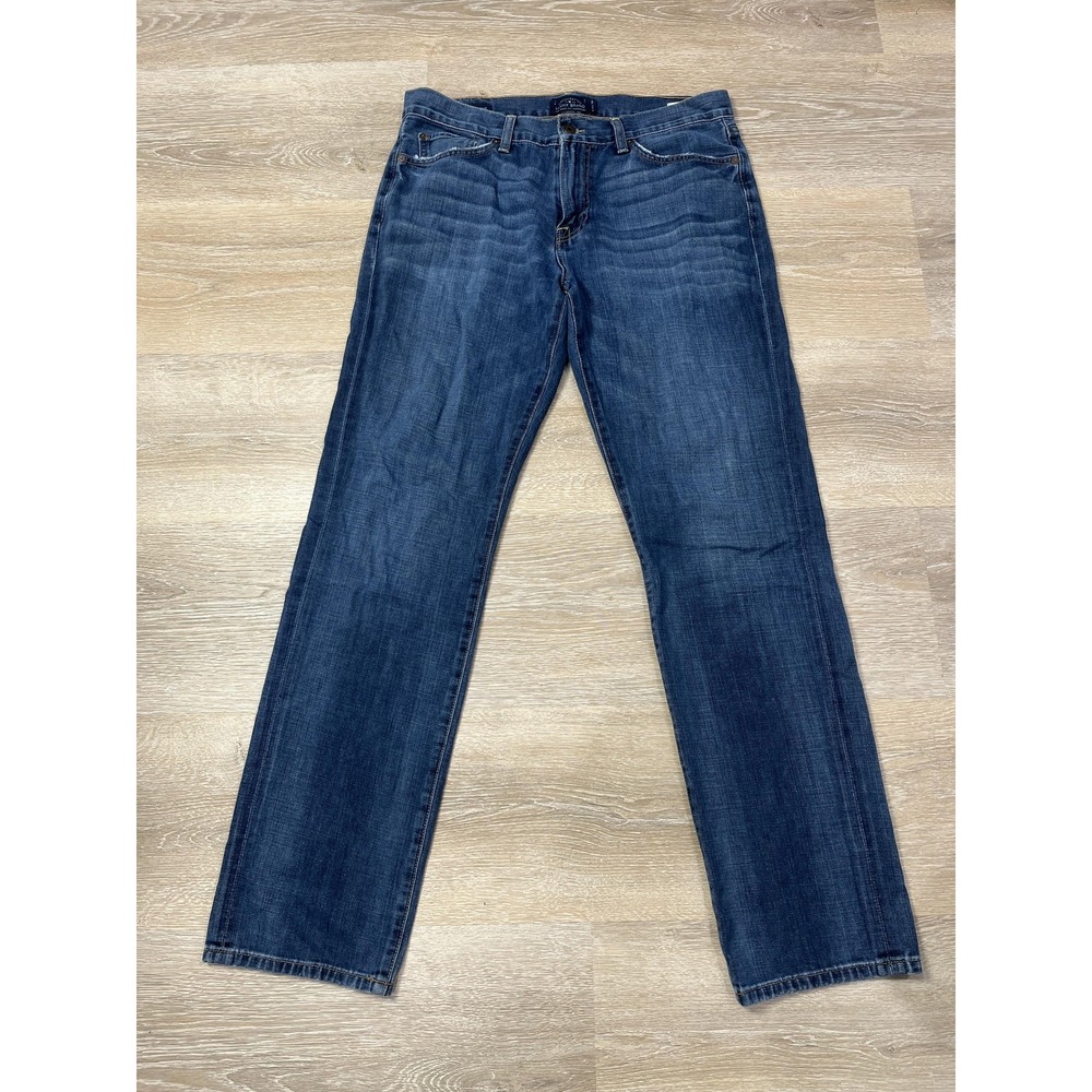 Lucky Brand 221 Original Straight Jeans Mens 34x32 Blue Denim Distressed Casual